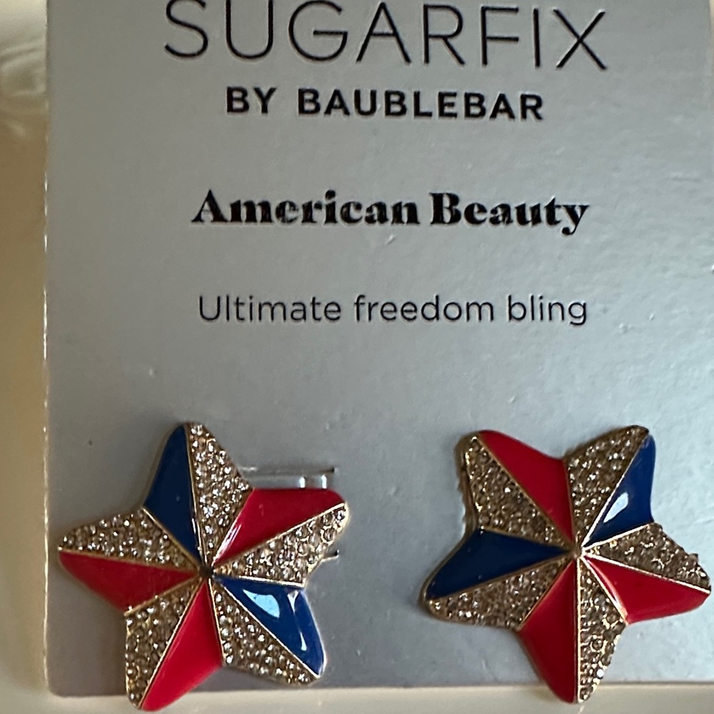 BaubleBar Red, Blue & Gold Starburst Stud Earrings
